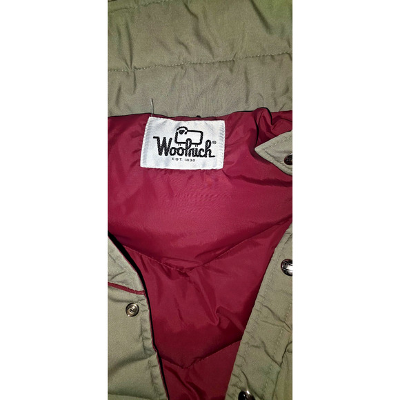 Vintage Woolrich Puffer Down Vest Jacket Beige Insulated Button-Up M/L - Picture 9 of 9